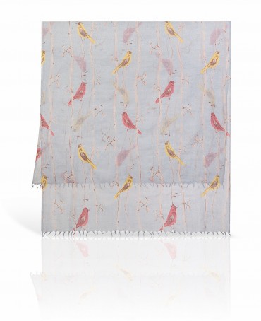 Палантин Женский ZW-SKETCHY.BIRD/SILVER